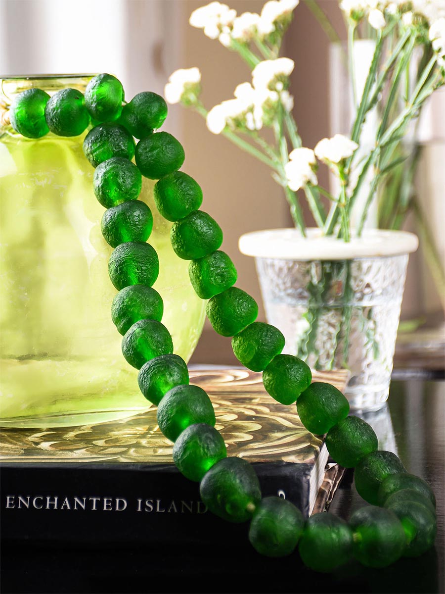 Green Recycled African Glass Beads