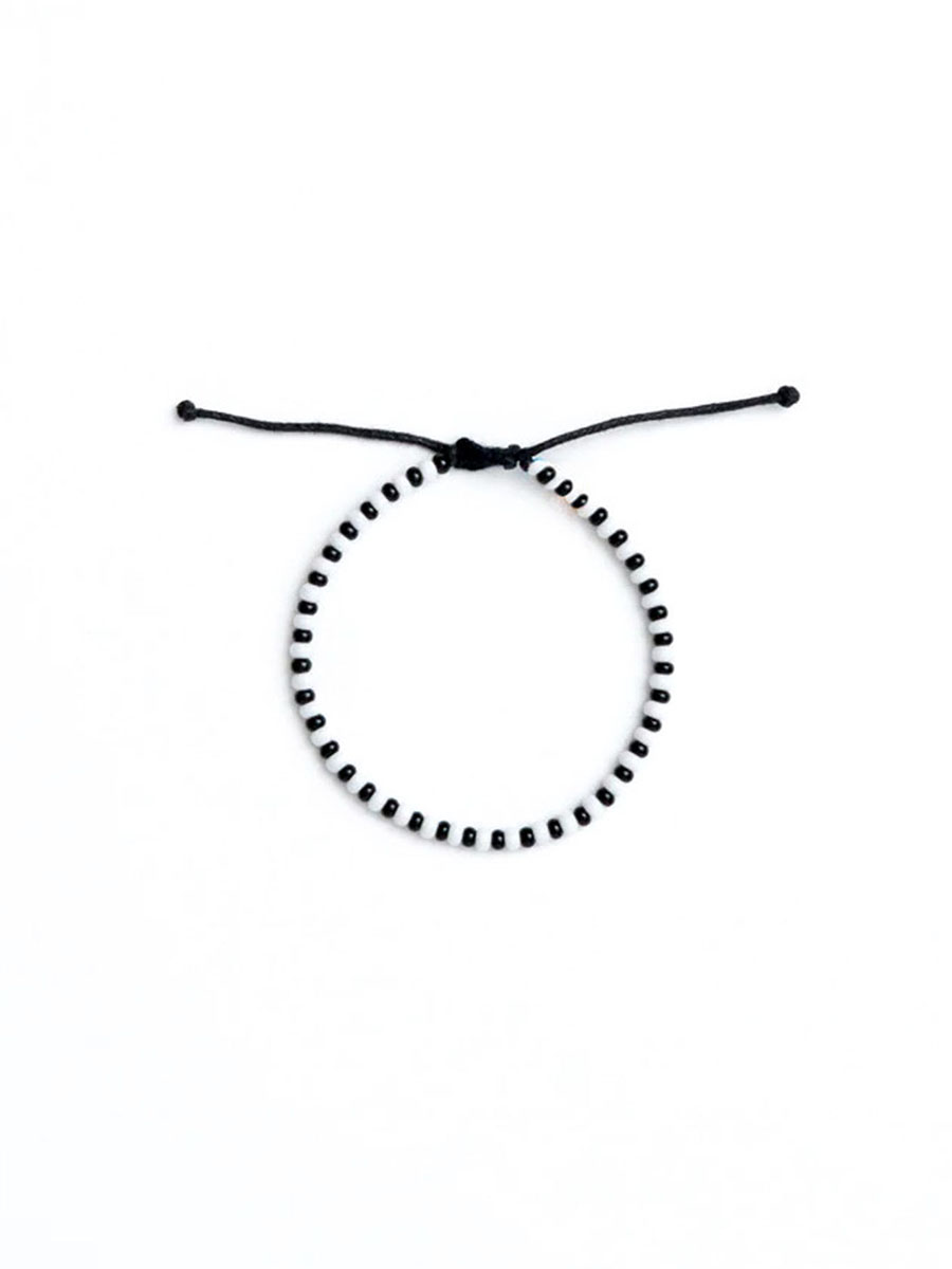 Monochrome Hand Beaded Stacking Bracelet