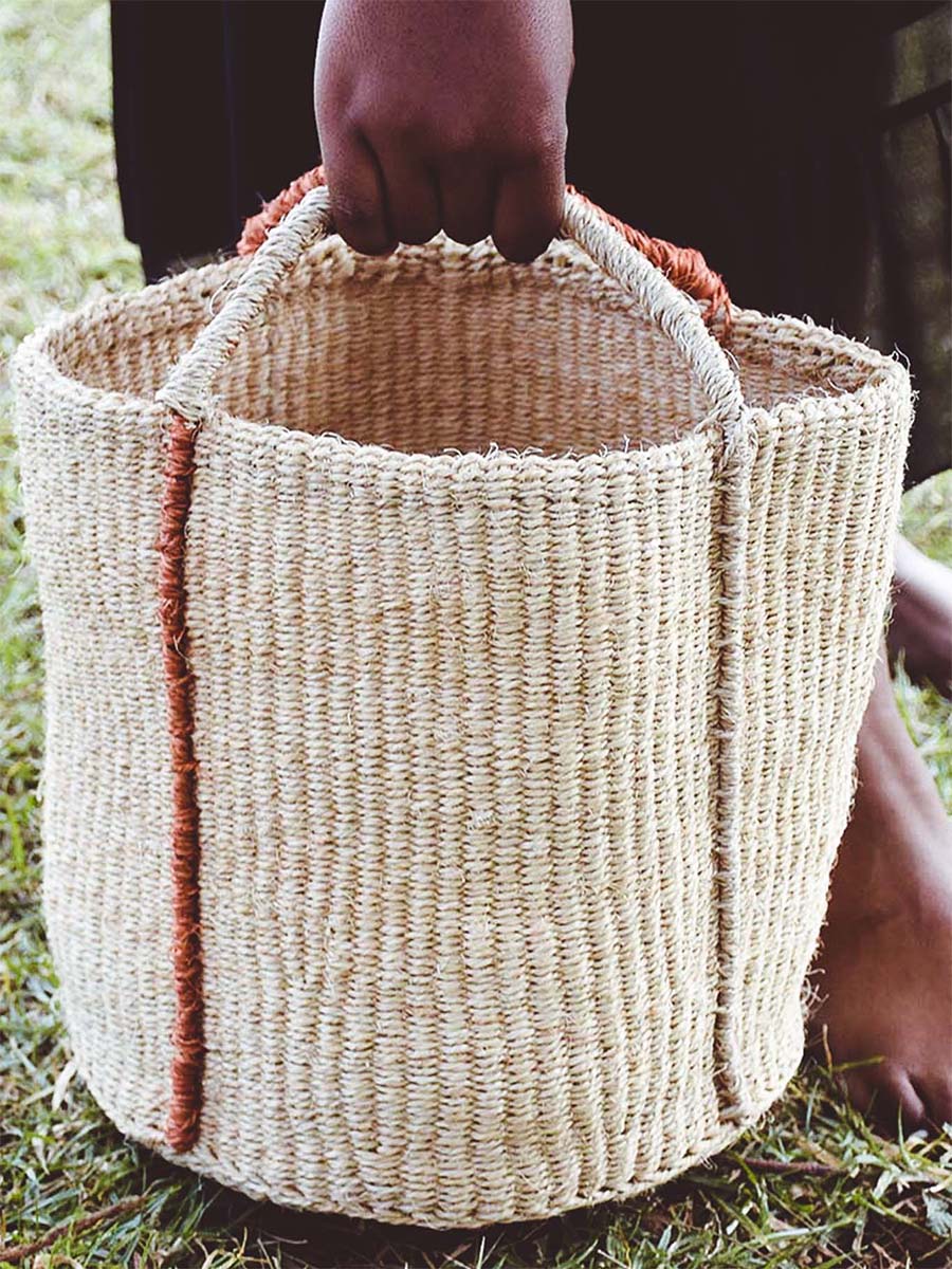 Natural and Rust Shopping Basket
